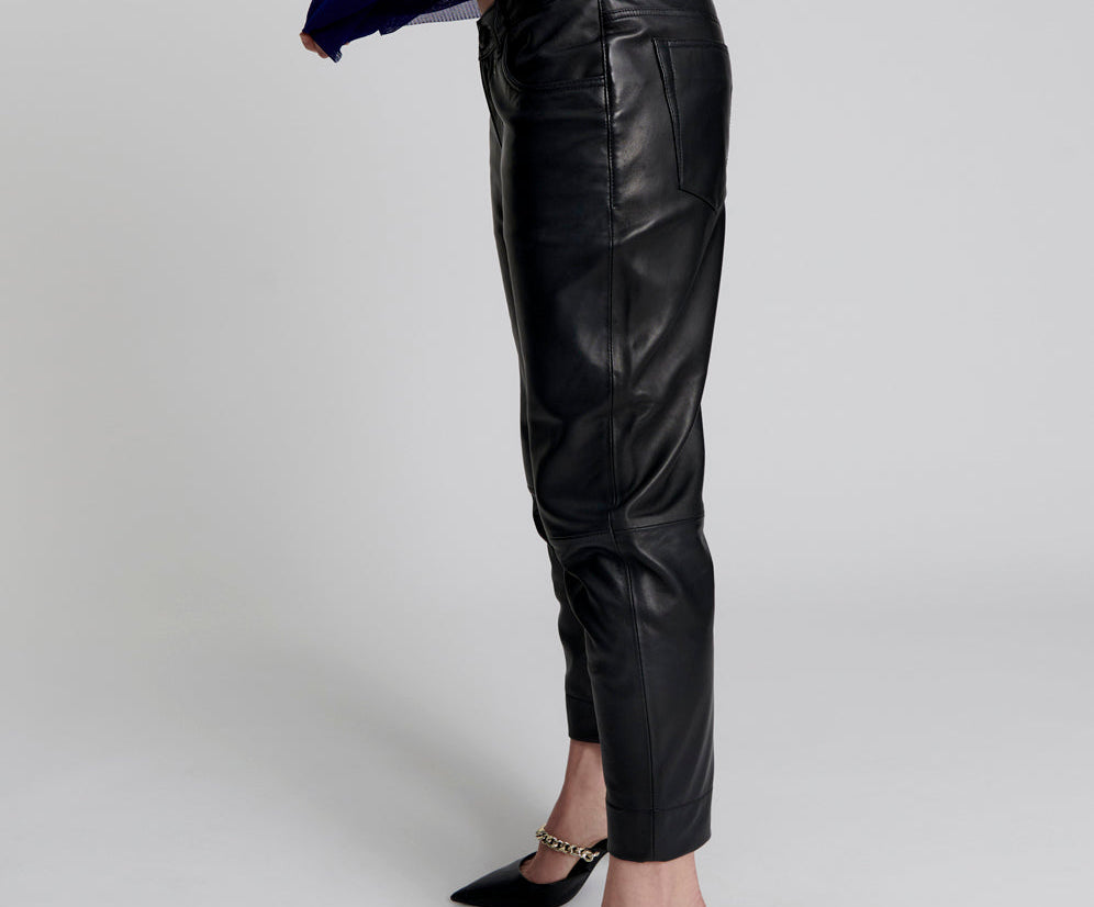 BROOKLYN CROPPED LEATHER BOYFRIEND PANT