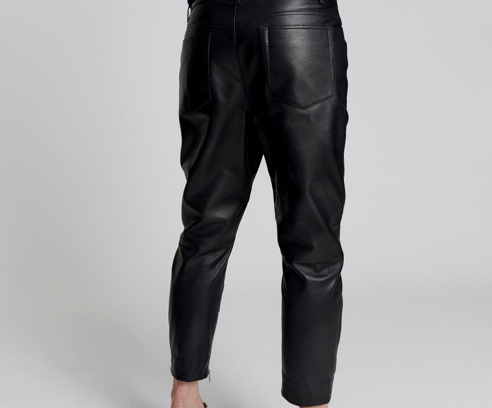 BROOKLYN CROPPED LEATHER BOYFRIEND PANT