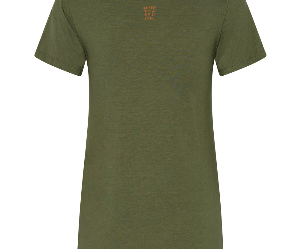 BURNT OLIVE LOGO FITTED TEE