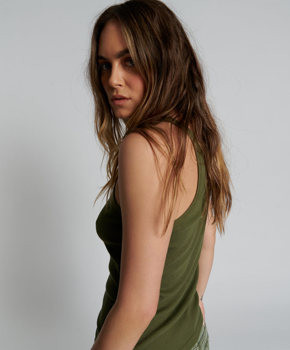 Products BURNT OLIVE ONE TEASPOON LOGO SINGLET