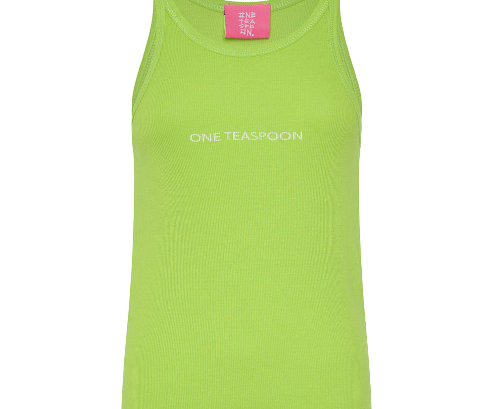 CYBER LIME ONE TEASPOON LOGO SINGLET