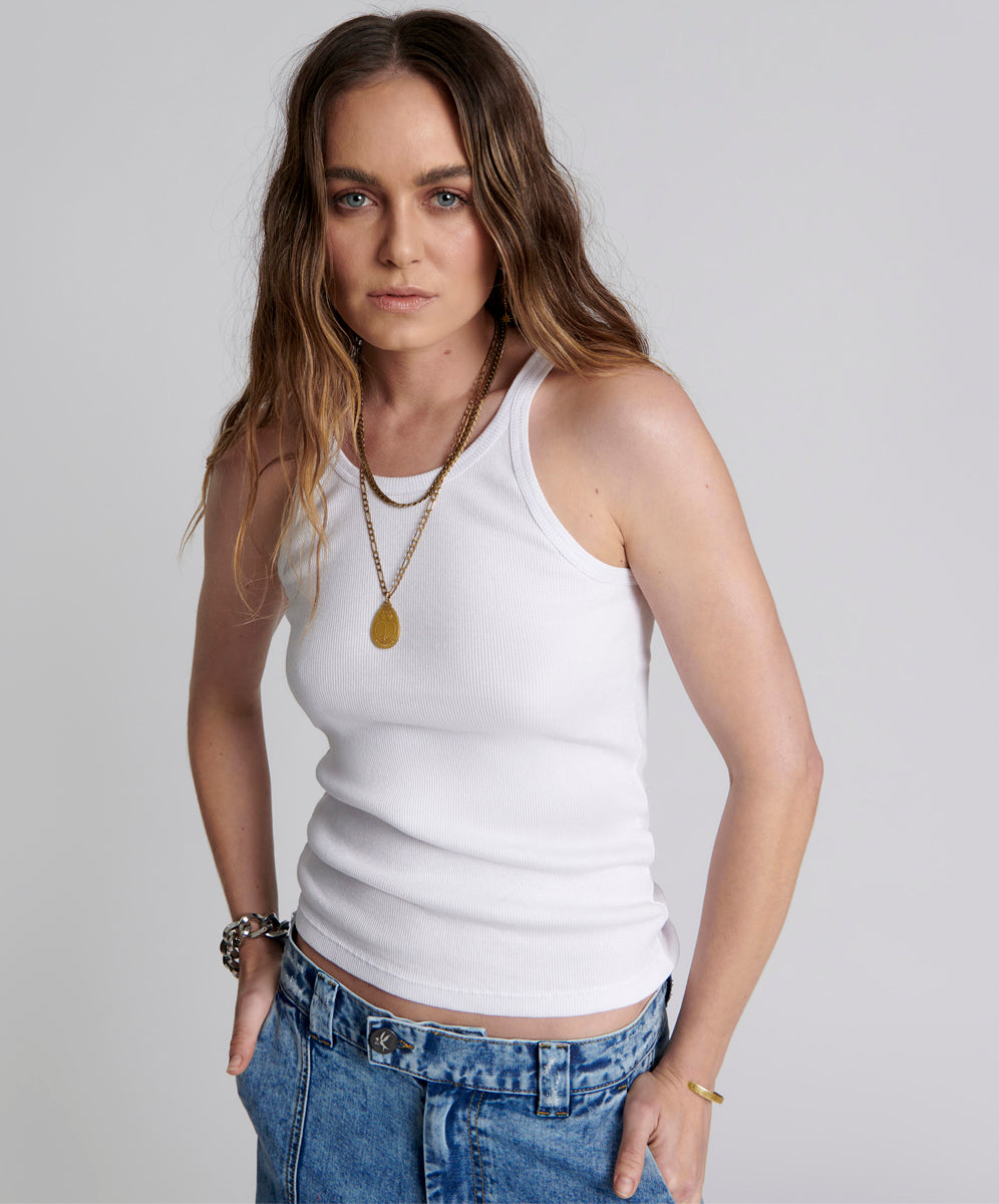 Products WHITE ONE TEASPOON BASIC SINGLET