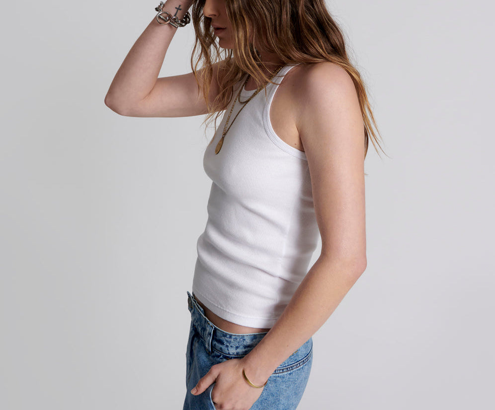 WHITE ONE TEASPOON BASIC SINGLET