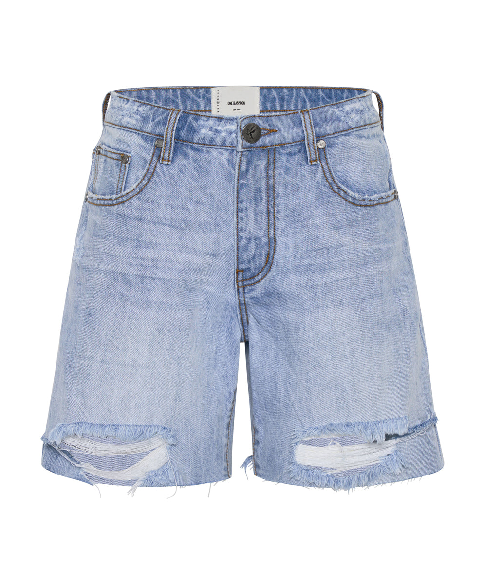 Products Jacksons Mid Waist Wide Leg Denim Shorts - Ocean