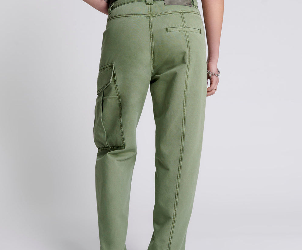 New Fiction Low Waist Wide Leg Cargo Denim Jeans - Khaki