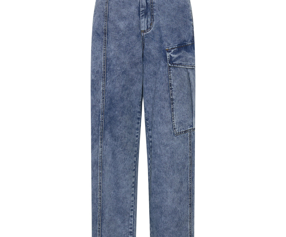 Berlin Blue New Fiction Wide Leg Cargo Jeans