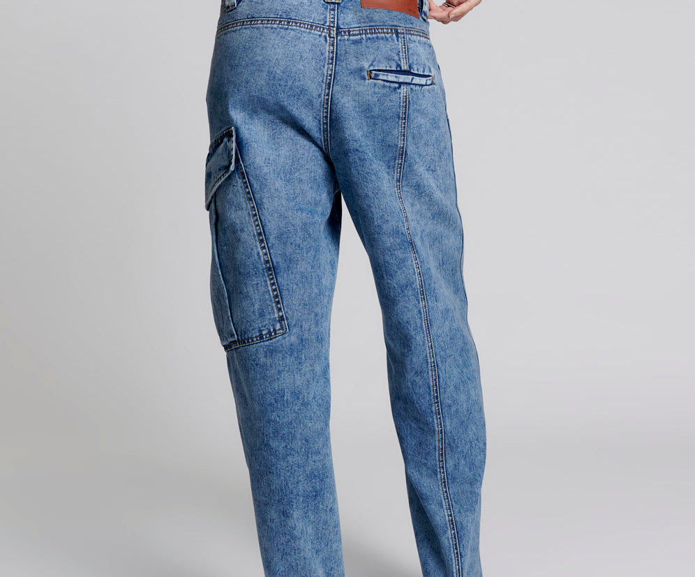 BERLIN BLUE NEW FICTION WIDE LEG CARGO JEANS