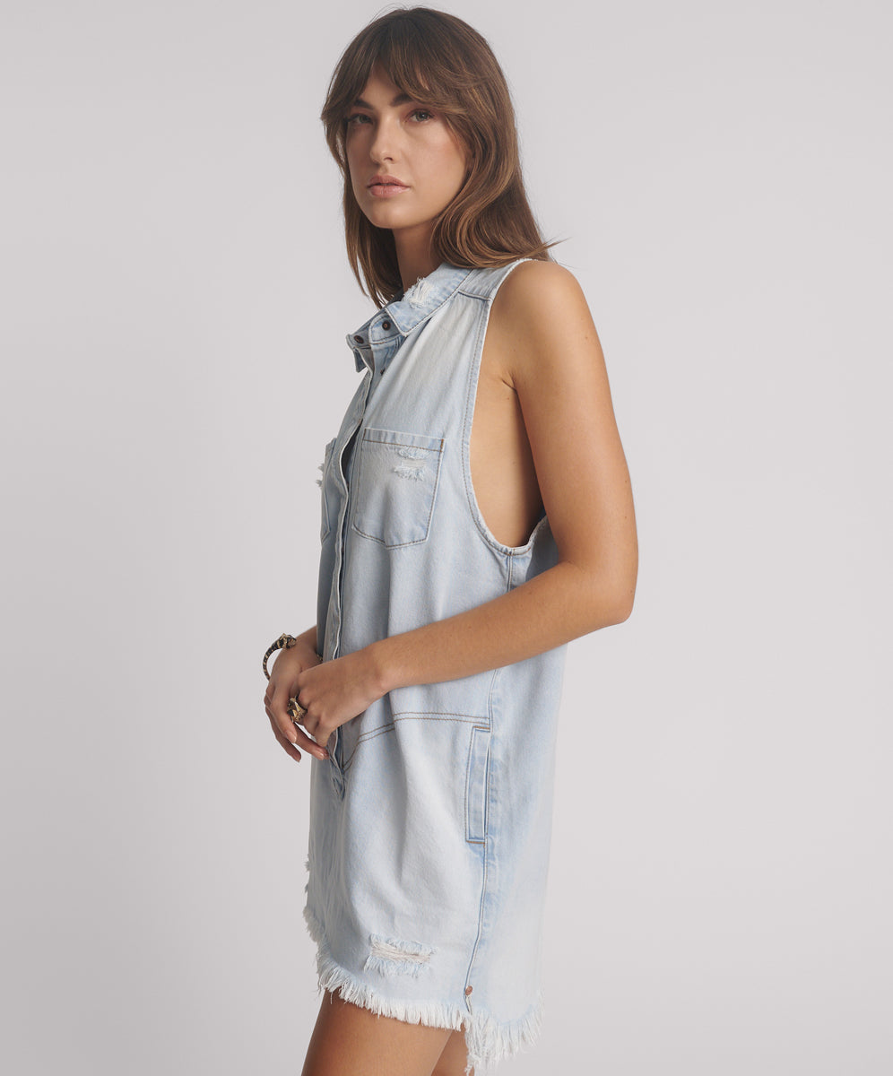 【ワンティースプーン】Braxton ミニ・デニム・ワンピース Braxton Mini Denim Dress - Casanova | One Teaspoon USA