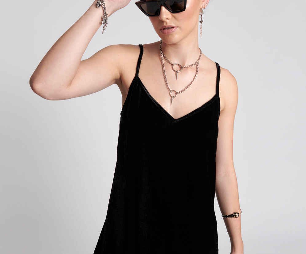 VELVET LOVER MINI SLIP DRESS