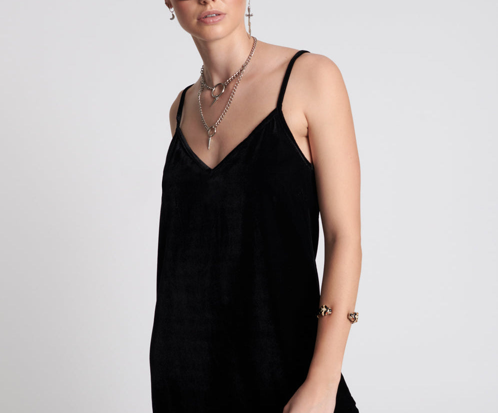 VELVET LOVER MINI SLIP DRESS