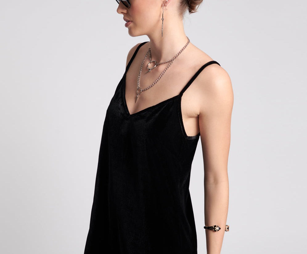 VELVET LOVER MINI SLIP DRESS