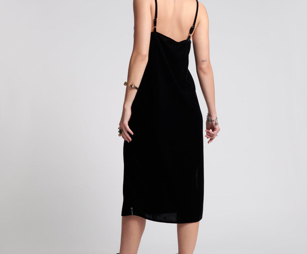 VELVET LOVER MIDI SLIP DRESS