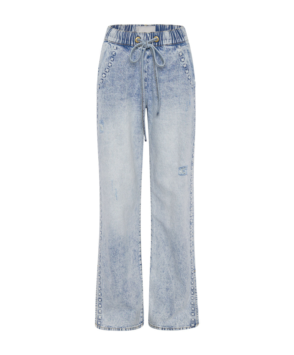Riveted Roadhouse Wide Leg Drawstring Jeans | One Teaspoon USA