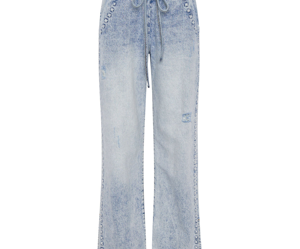 RIVETED ROADHOUSE WIDE LEG DRAWSTRING JEANS