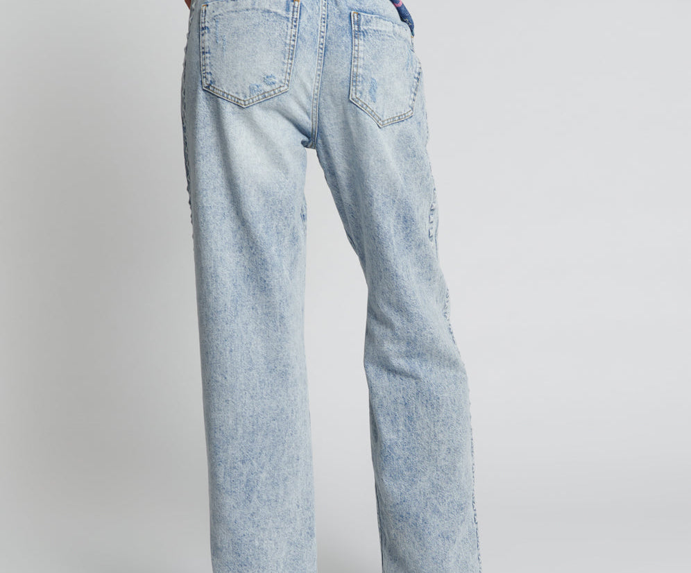 RIVETED ROADHOUSE WIDE LEG DRAWSTRING JEANS