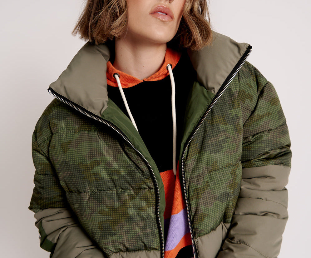 Dirtee Love Puffa Jacket - Khaki