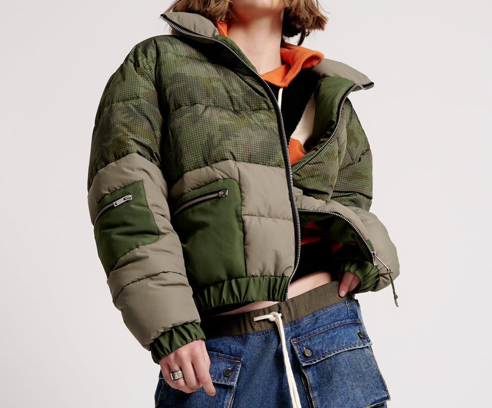 Dirtee Love Puffa Jacket - Khaki