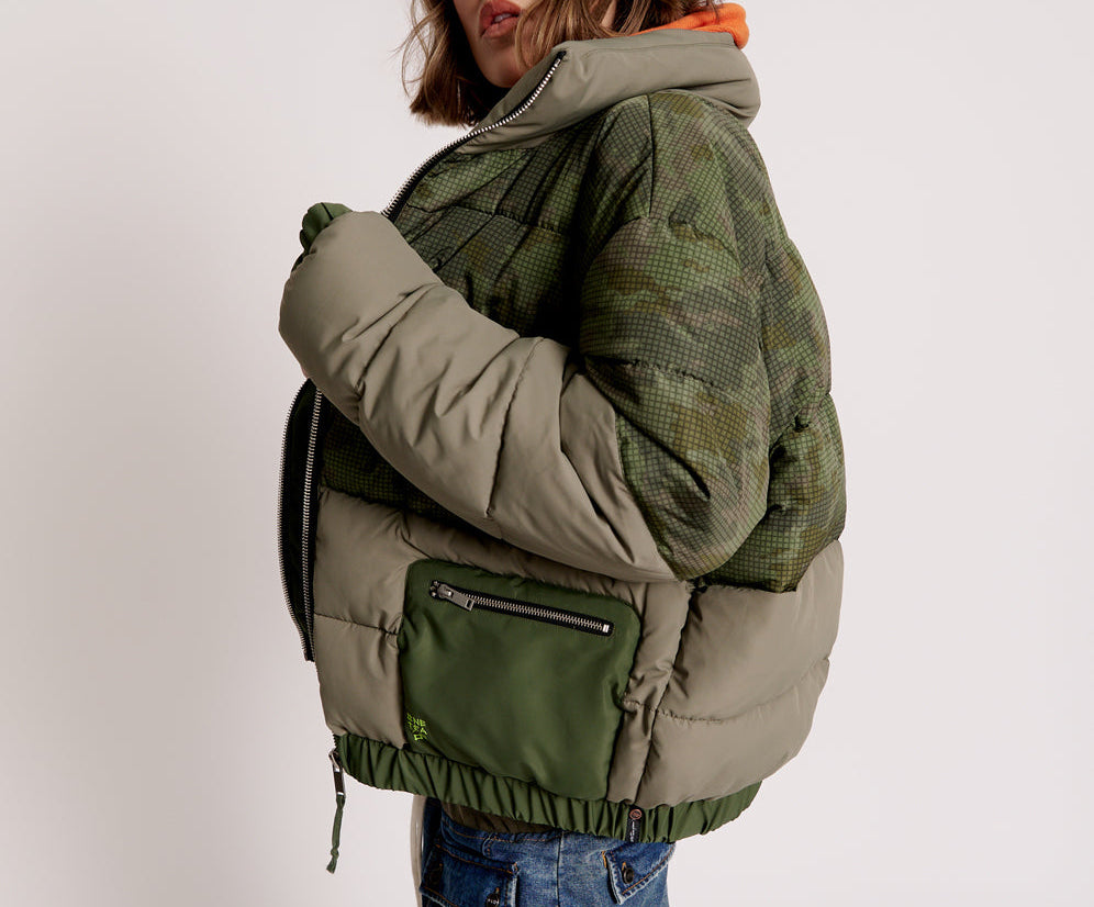 Dirtee Love Puffa Jacket - Khaki