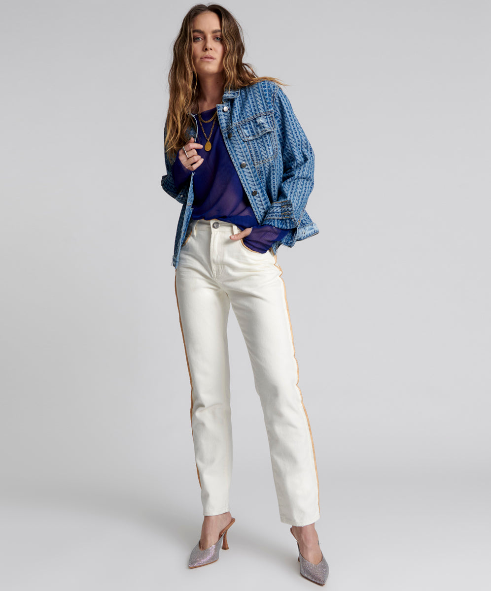 Awesome Baggies Jeans Awesome Baggies High Waist Straight Leg Denim Jeans - Pearl