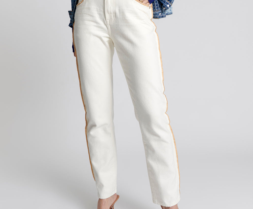 Awesome Baggies High Waist Straight Leg Denim Jeans - Pearl