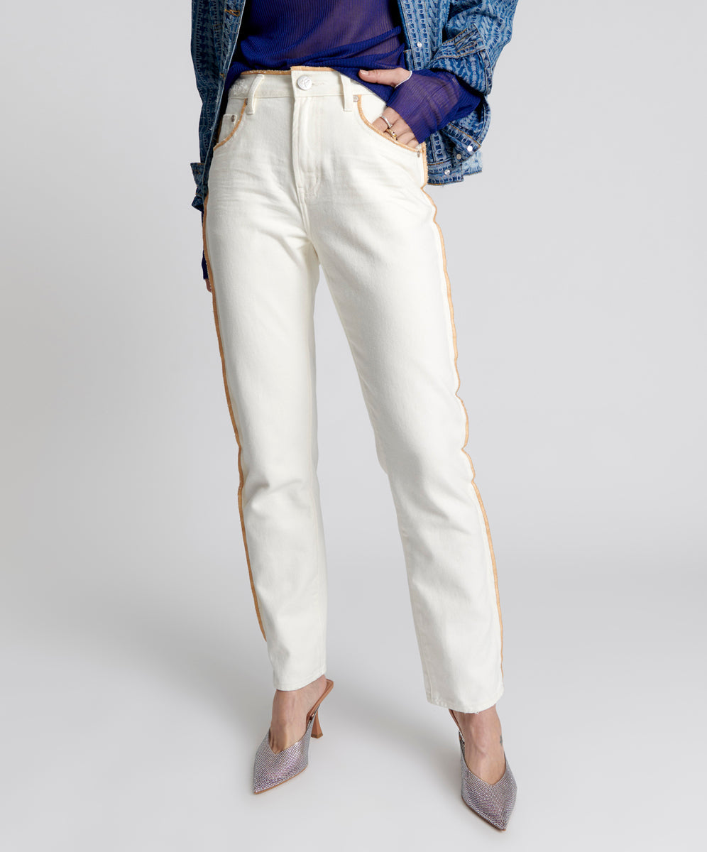Awesome Baggies Jeans Awesome Baggies High Waist Straight Leg Denim Jeans - Pearl