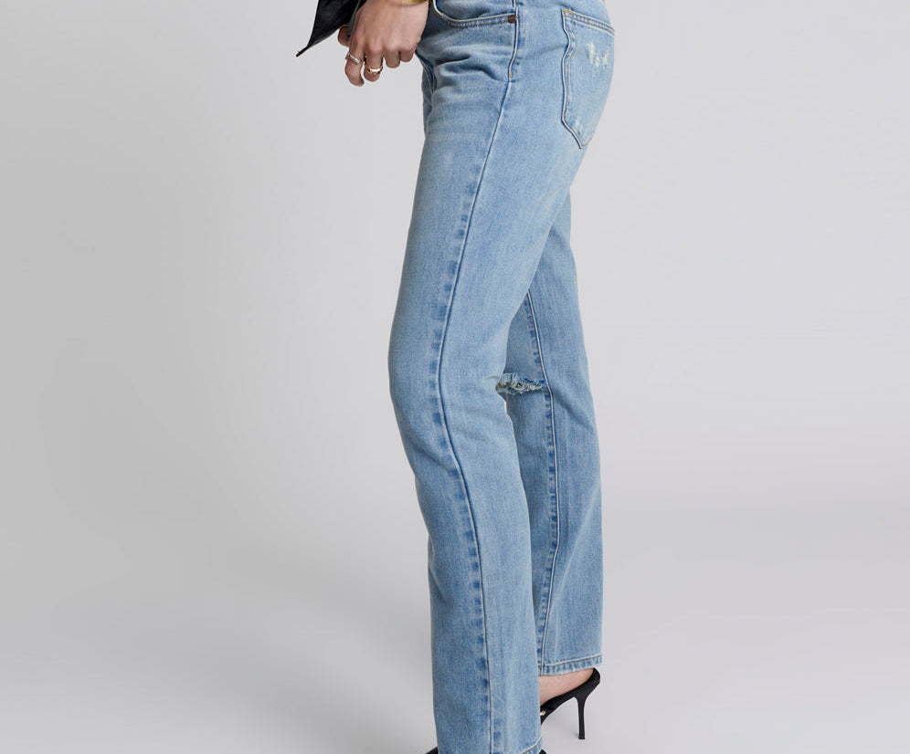 HENDRIXE TRUCKERS MID RISE STRAIGHT LEG JEANS