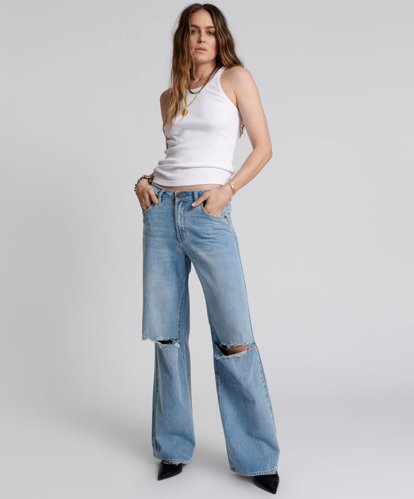 HENDRIXE JACKSON MID WAIST WIDE LEG JEANS