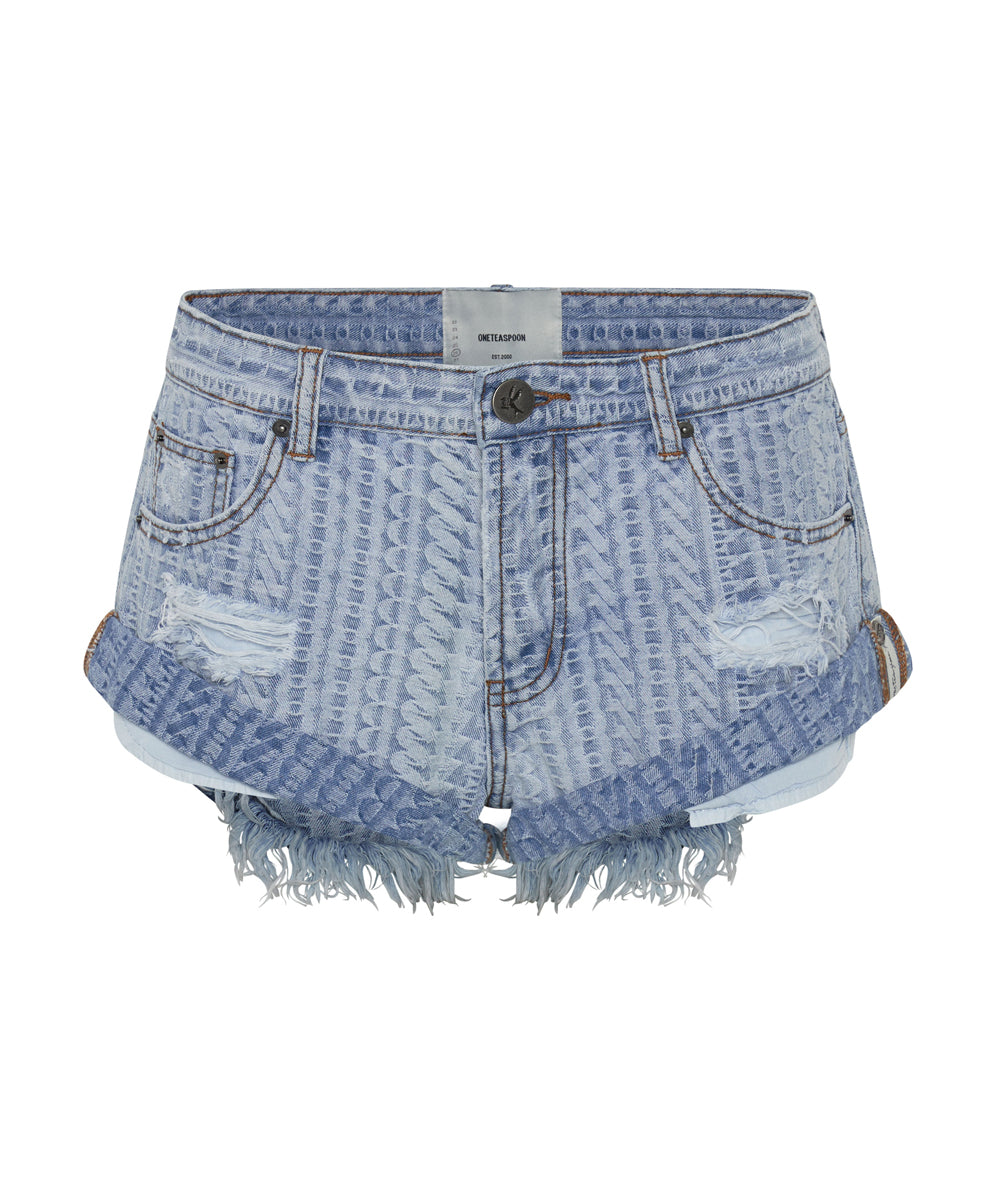 Outlet Sale Women's Denim Bandits Low Waist Denim Shorts - Archived Logo Light Blue
