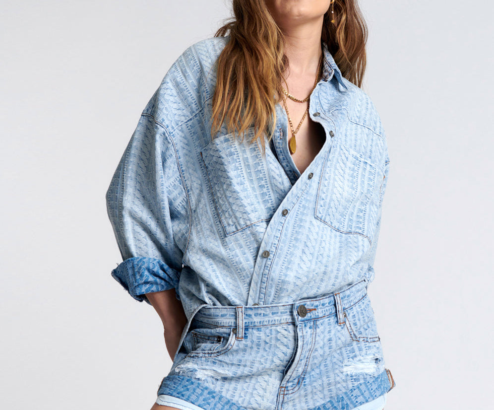 Bandits Low Waist Denim Shorts - Archived Logo Light Blue