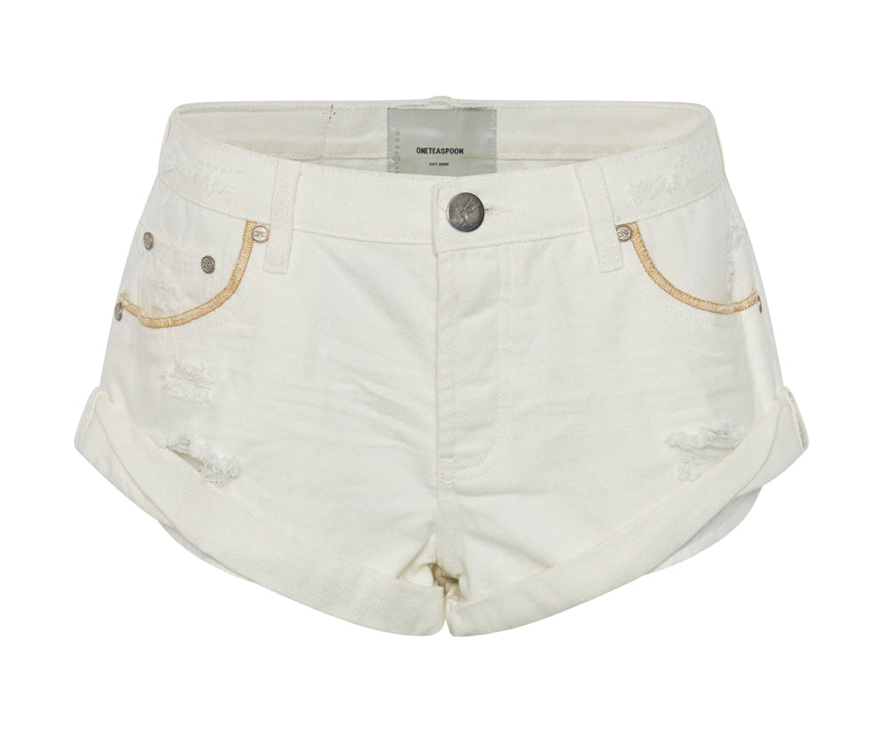 Bandits Low Waist Denim Shorts - Pearl White