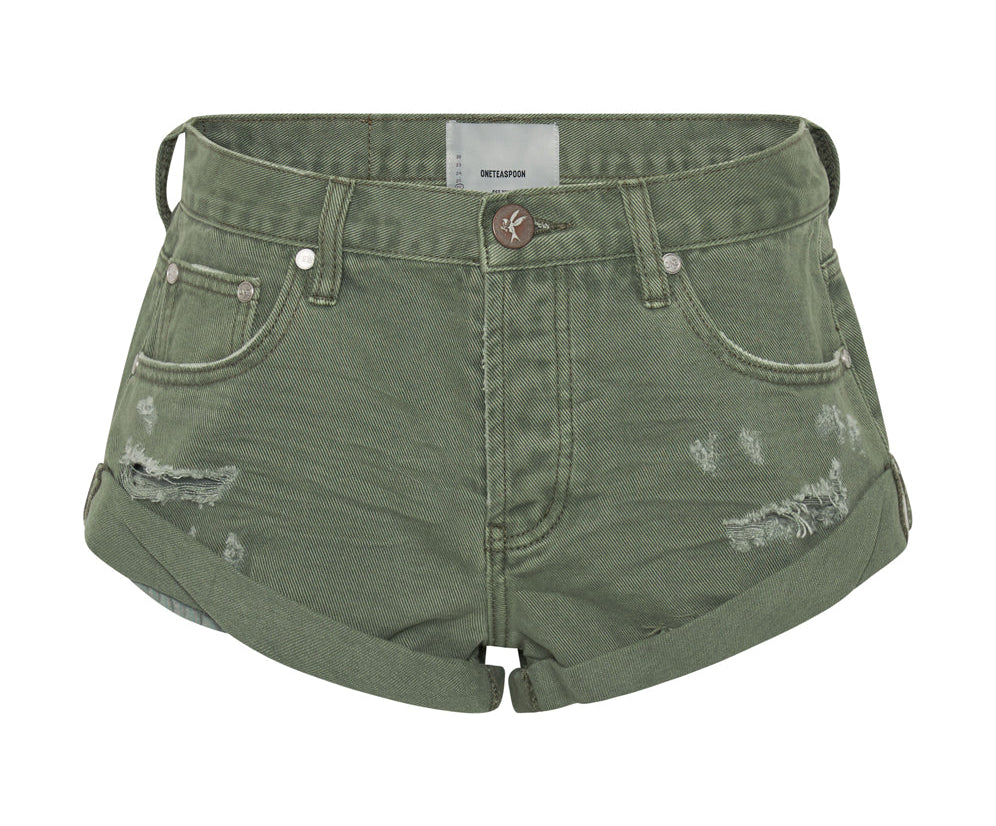 Bandits Low Waist Denim Shorts Super Khaki One Teaspoon USA