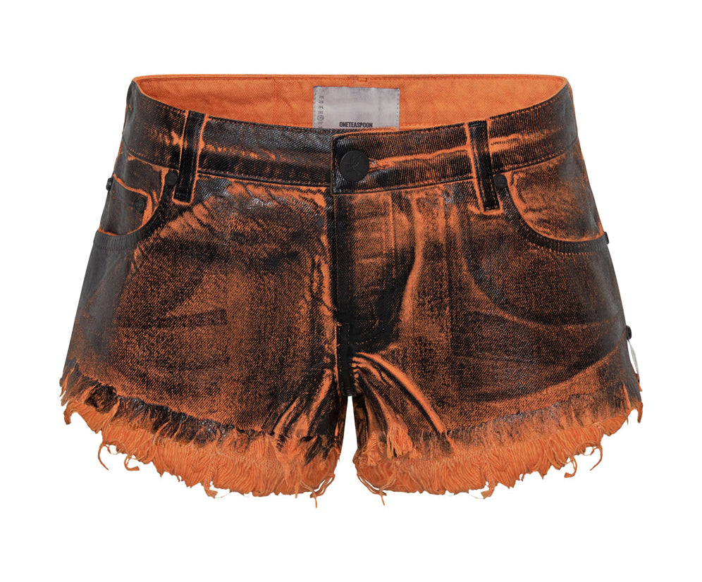 LACQUERED BONITAS LOW WAIST DENIM SHORTS