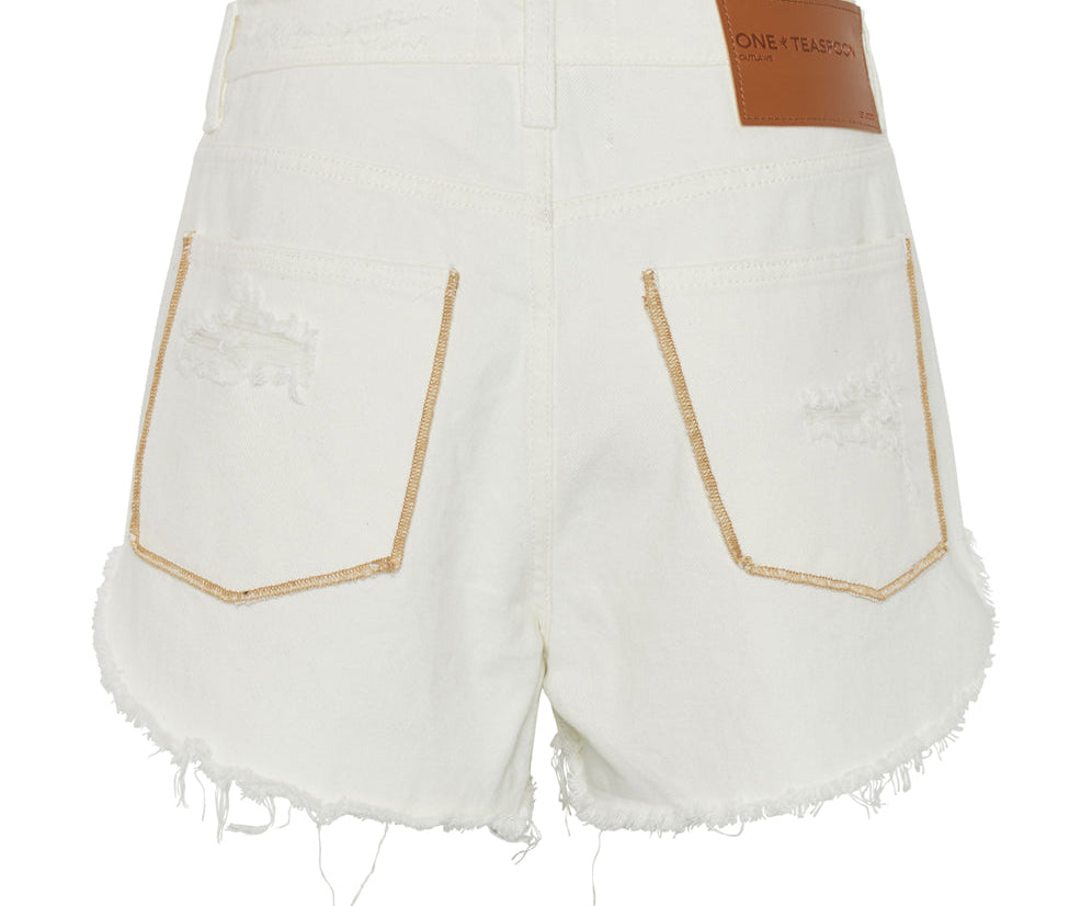 PEARL OUTLAWS MID LENGTH DENIM SHORTS