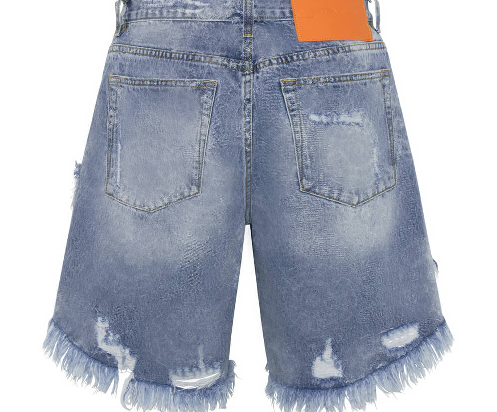 Frankies Low Waist Long Length Denim Shorts - Misty Blue