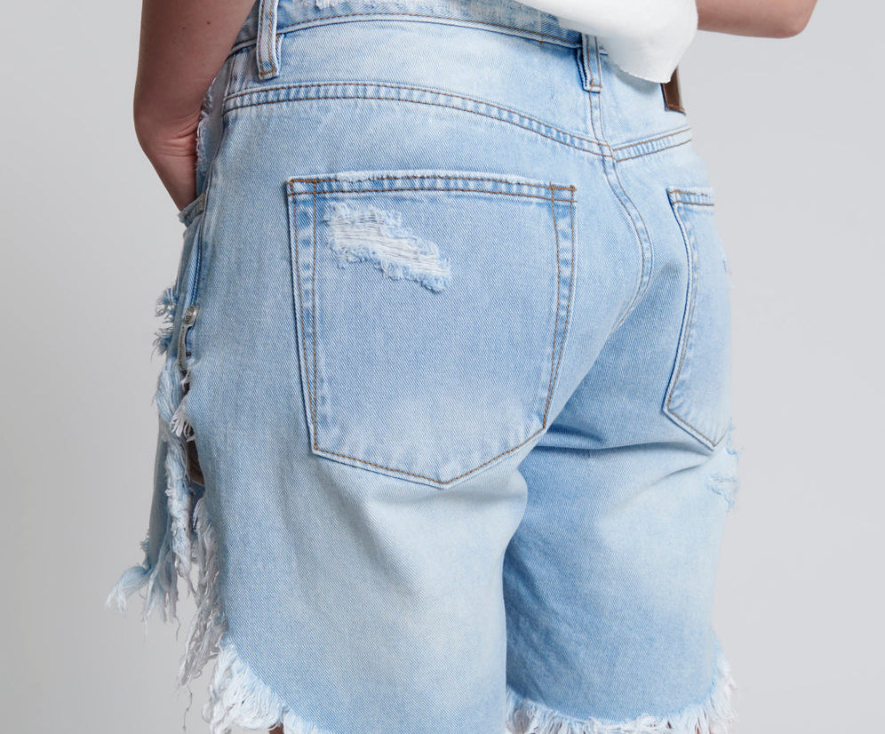 BLUE LATTE FRANKIES LONG LENGTH DENIM SHORTS