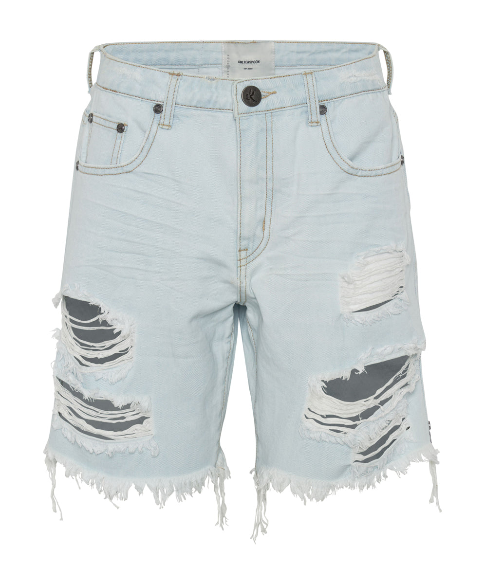 Le Surf Denim Jacksons Mid Waist Wide Leg Denim Shorts - Le Surf