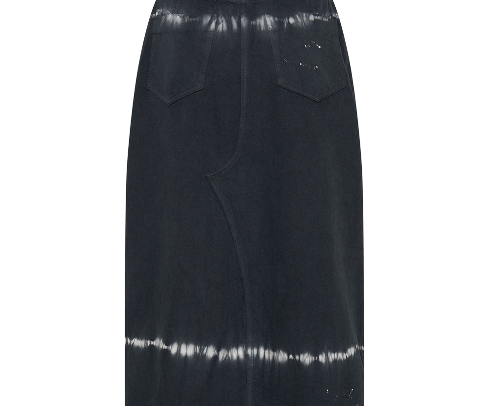 Rocko Mid Waist Long Length Denim Skirt - Black Magic