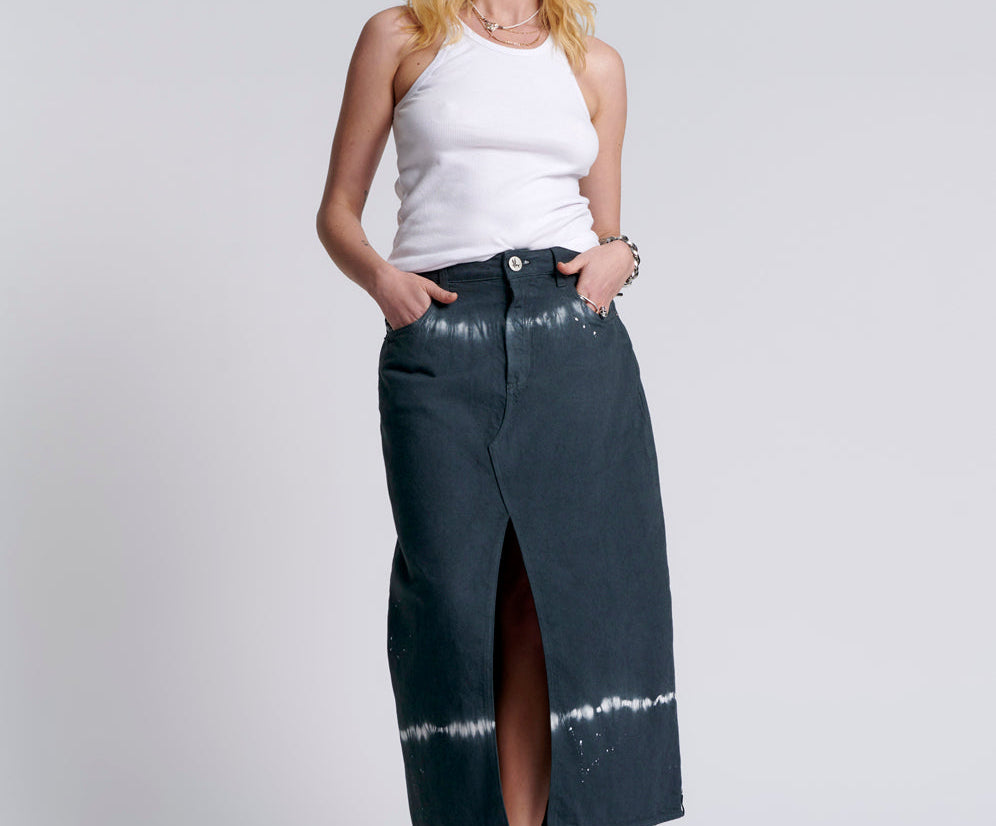 BLACK MAGIC ROCKO LONG LENGTH DENIM SKIRT