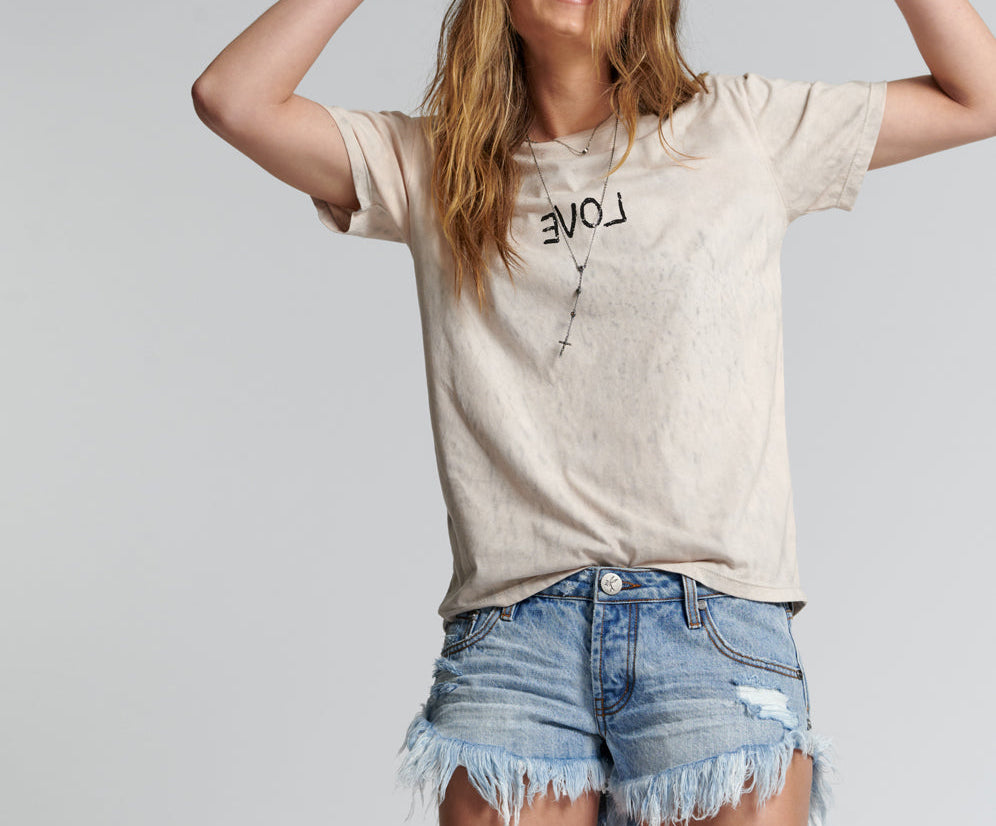 LOVE STAINED ORGANIC COTTON CREW TEE