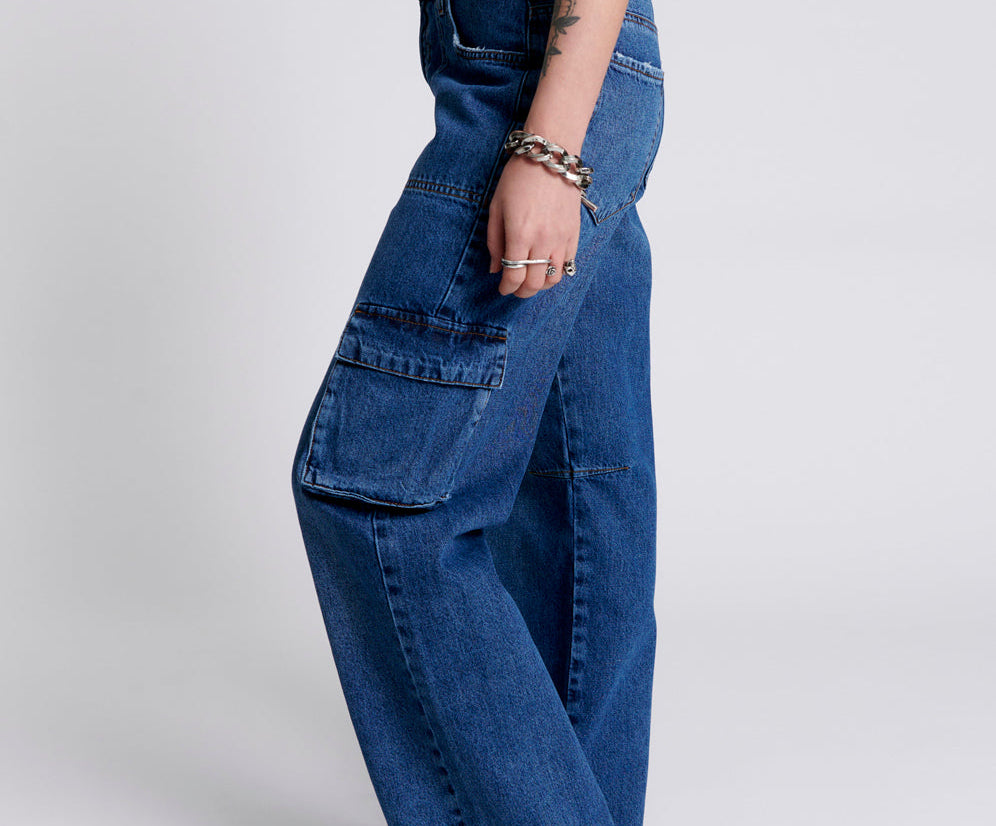 Rosewood Cargo Jackson Mid Waist Wide Leg Jeans | One Teaspoon