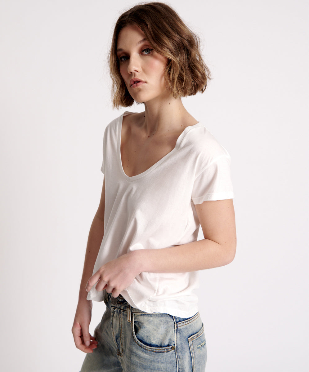 Products ONE TEASPOON ORGANIC SCOOP NECK BASIC TEE WHITE