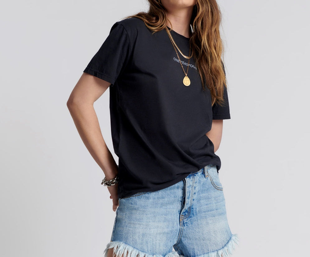 ONE TEASPOON LOGO CREW NECK TEE BLACK