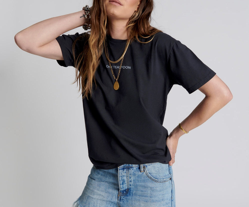 ONE TEASPOON LOGO CREW NECK TEE BLACK