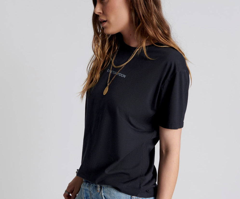 ONE TEASPOON LOGO CREW NECK TEE BLACK
