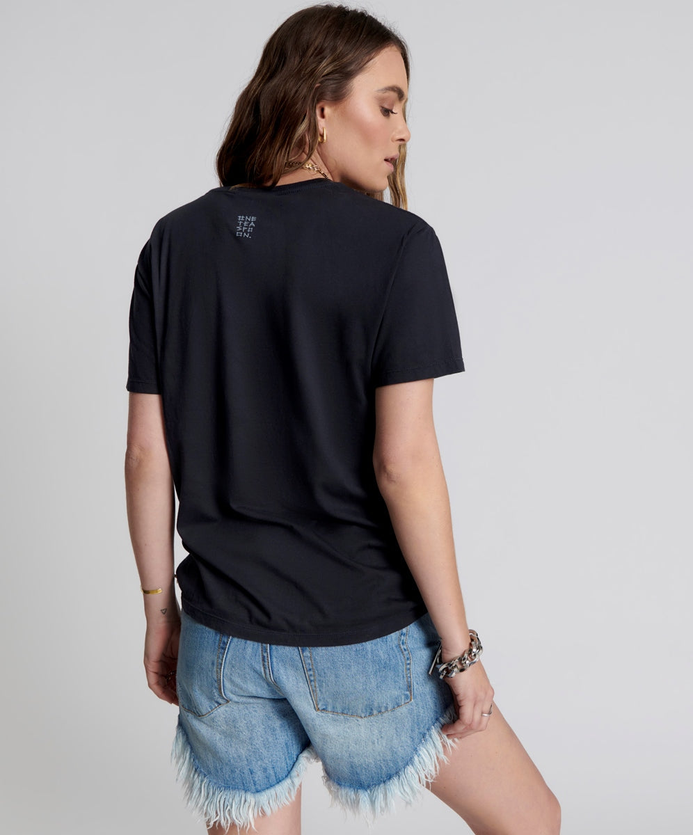 Products ONE TEASPOON LOGO CREW NECK TEE BLACK