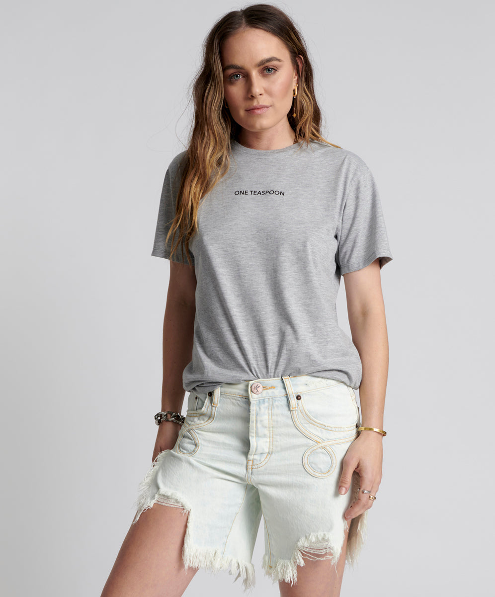 Products ONE TEASPOON LOGO CREW NECK TEE GREY