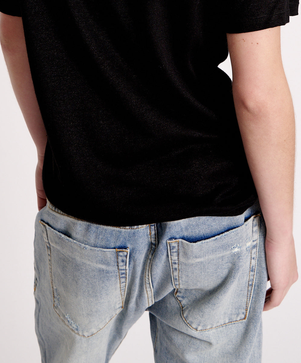 Products ONE TEASPOON LINEN WIDE NECK TEE BLACK