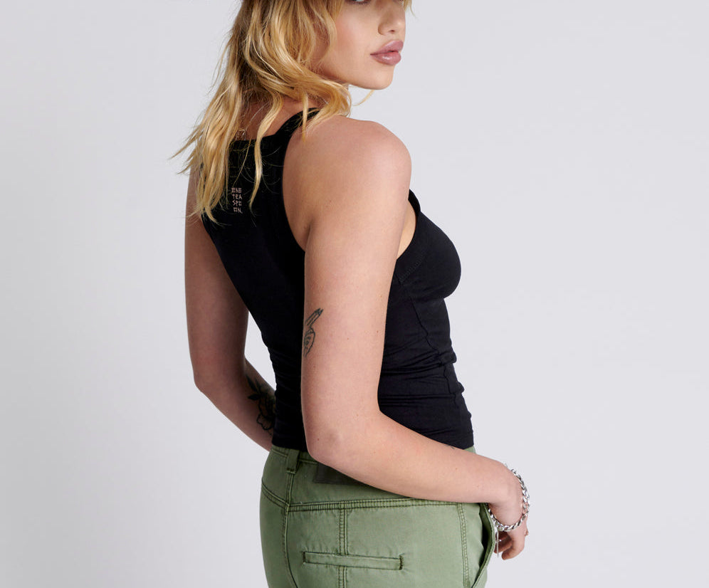 Miami Bamboo Logo Tank Top - Worn Black