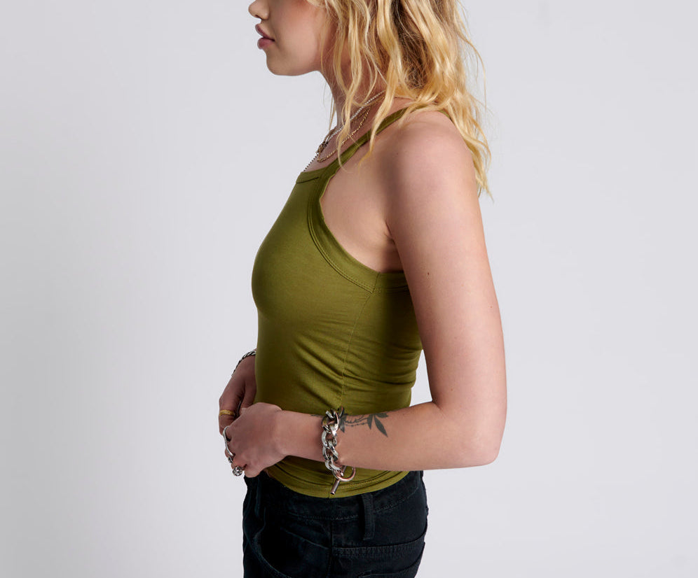 Miami Bamboo Logo Tank Top - Worn Khaki