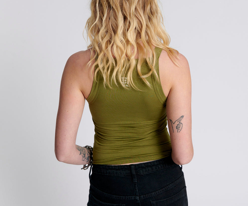 Miami Bamboo Logo Tank Top - Worn Khaki